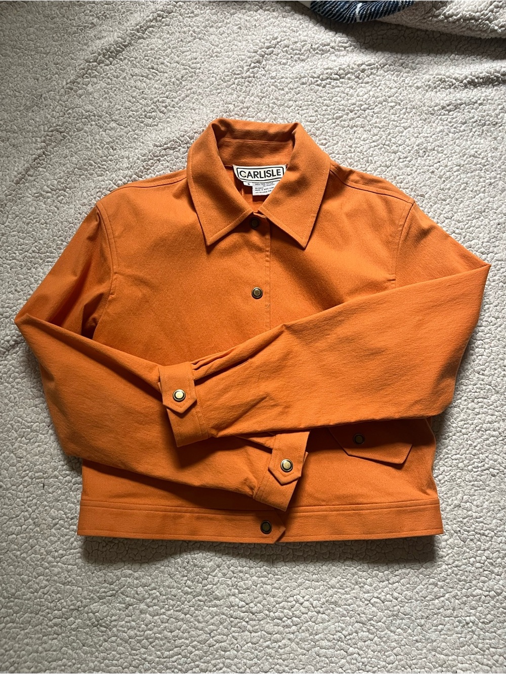 Carlisle Orange Snap-Front Denim-Style Jacket
